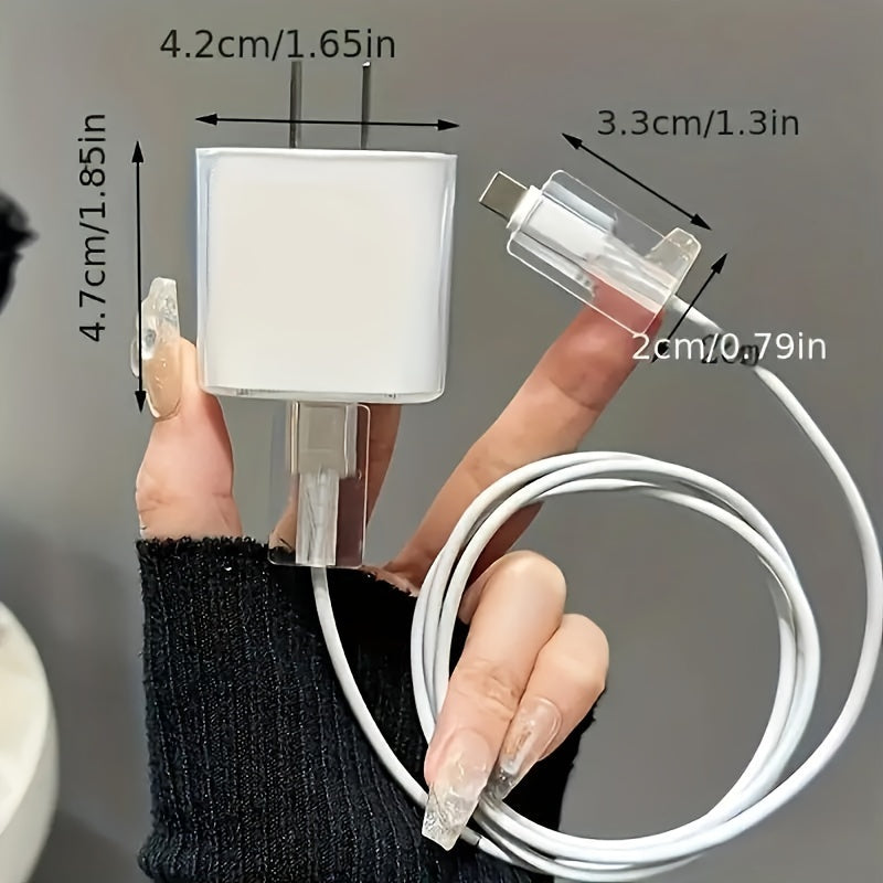 5-Pack Cute Cat Pattern Charger Protector, 18/20W Fast Charging Head Anti-Break Cable Organizer, TPU Material, No Battery, Ideal Gift for Boyfriend/Girlfriend